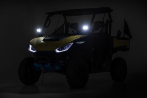 Segway UT10 LED Light Kit - Front - Rough Country - Front Mount, 2-inch Black Series LED Pods (Pair), White DRL - Black